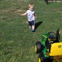 Jacob approaches his new John Deere Tractor